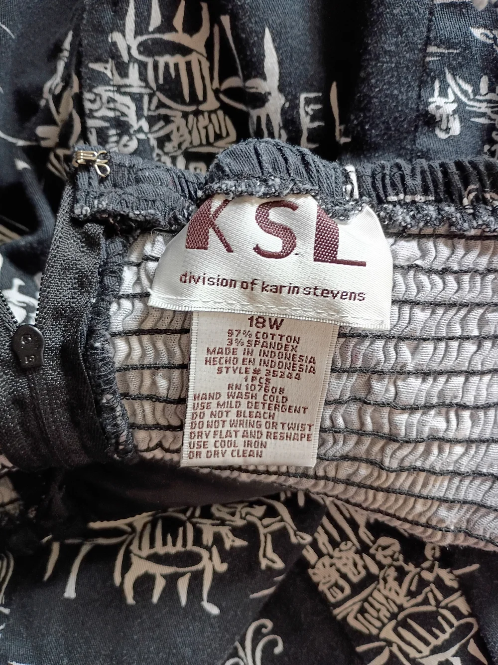 KSL Black and White Printed Midi Dress - Women Size 18W